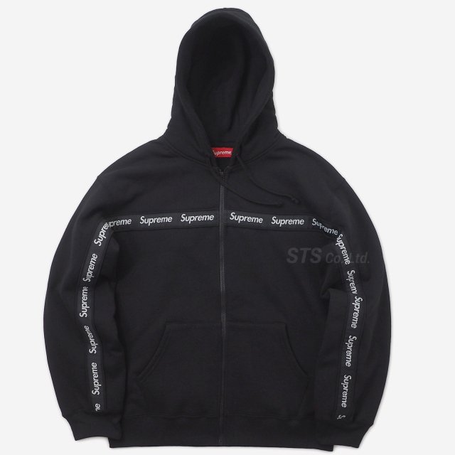Supreme - Text Stripe Zip Up Hooded Sweatshirt