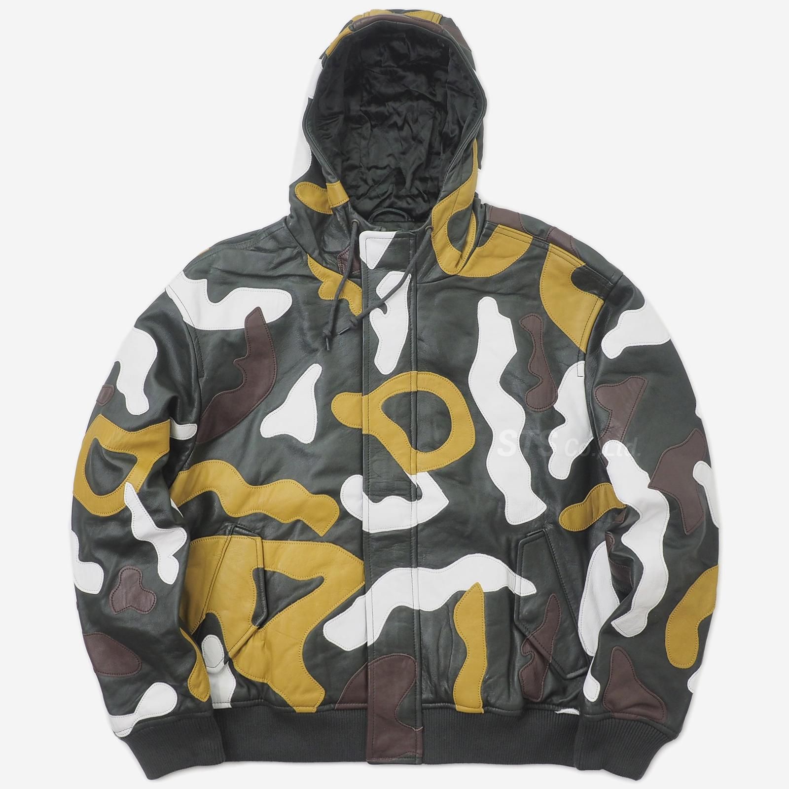 新品未使用　シュプリーム　camo leather fooded jacket