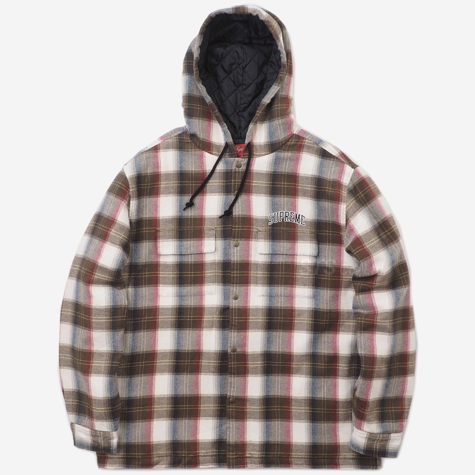 Supreme Quilted Hooded Plaid Shirt Mサィズ