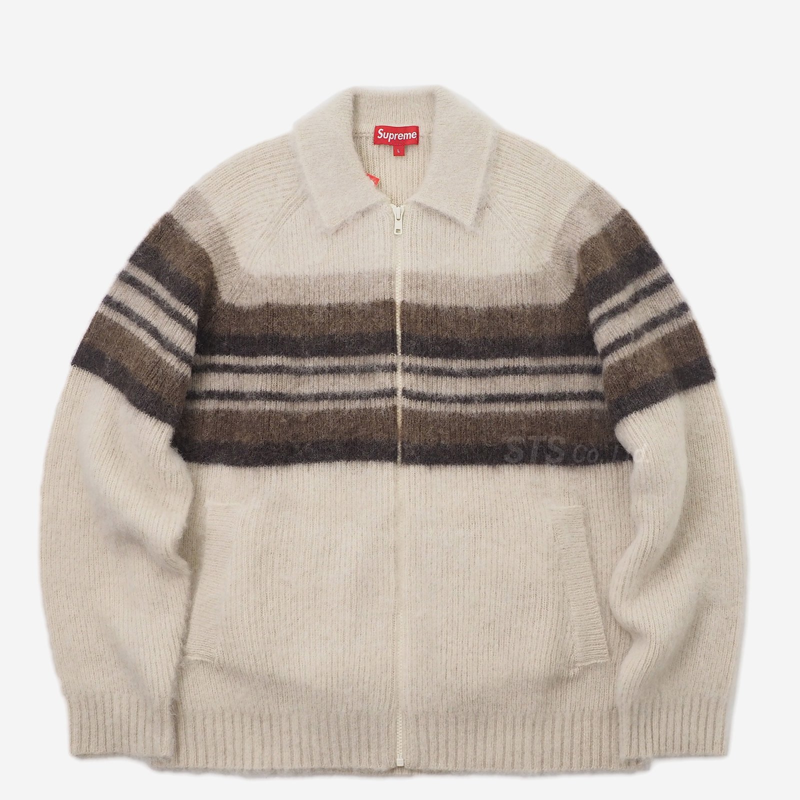 【L】supreme Brushed Wool Zip Up Sweater