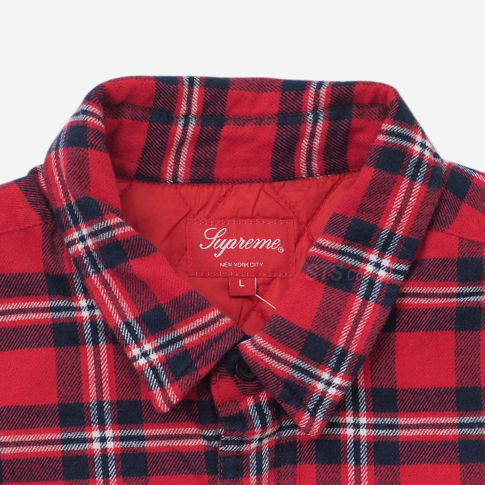 Supreme   Arc Logo Quilted Flannel Shirt   UG.SHAFT