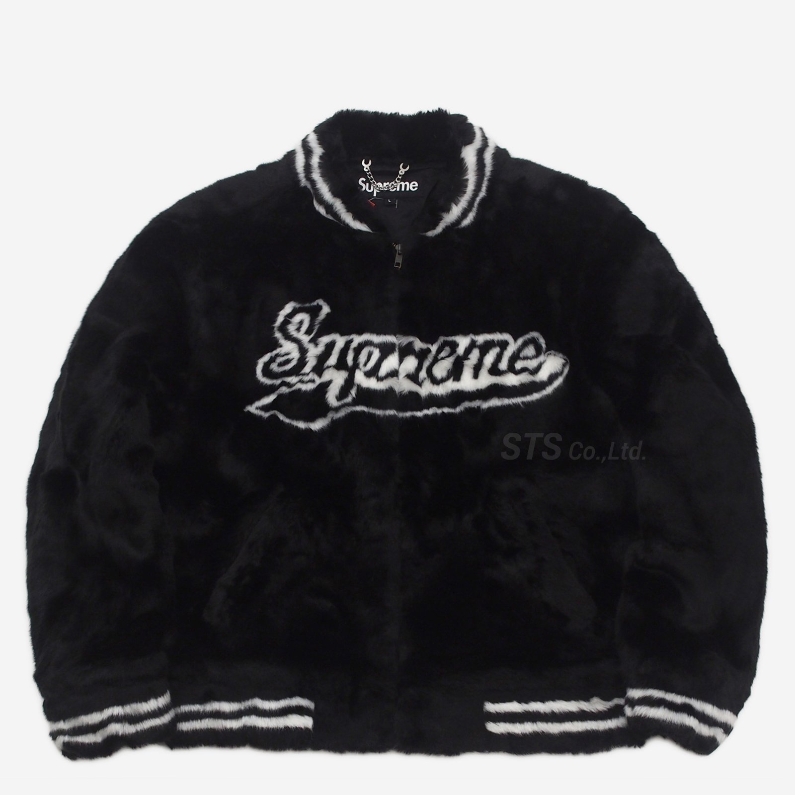 Supreme Faux Fur Varsity Jacket Black