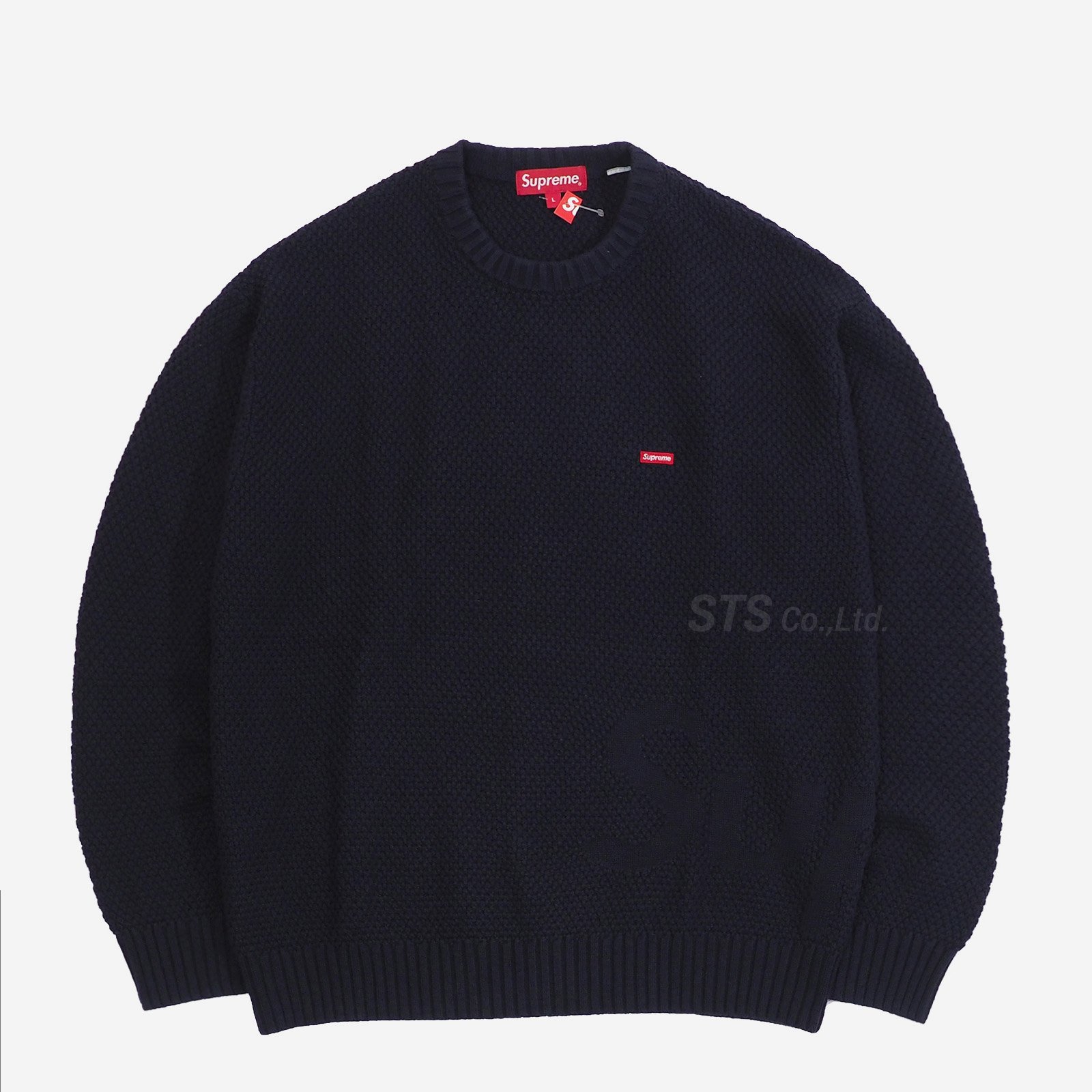 supreme Textured Small Box Sweater ネイビー袖丈59cm