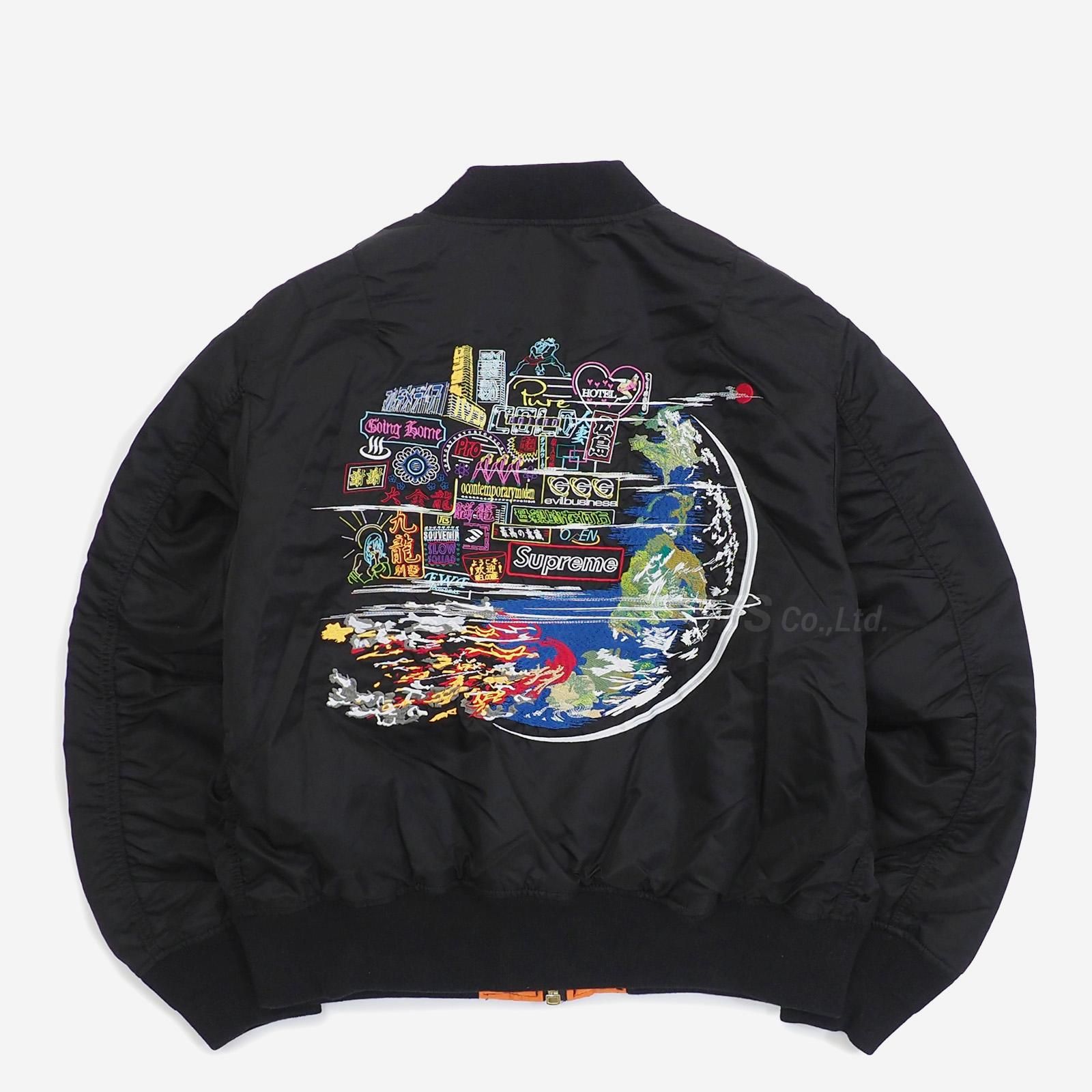 Supreme Globe MA-1  ma1 black Sジャケット/アウター