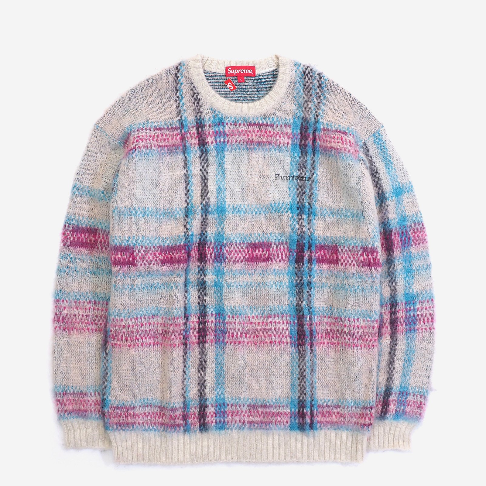 supreme brushed plaid sweater