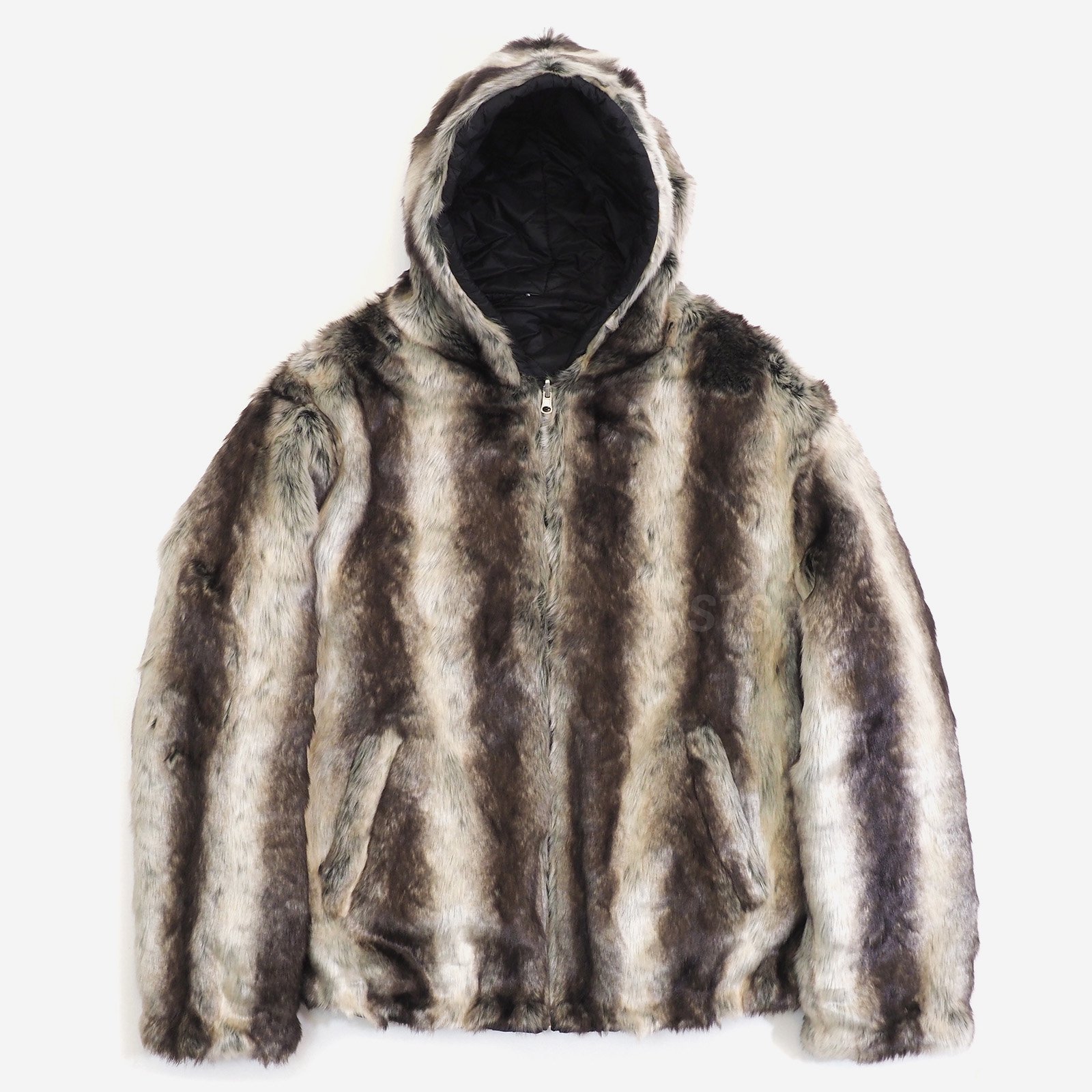 定価以下 Faux Fur Reversible Hooded Jacket S