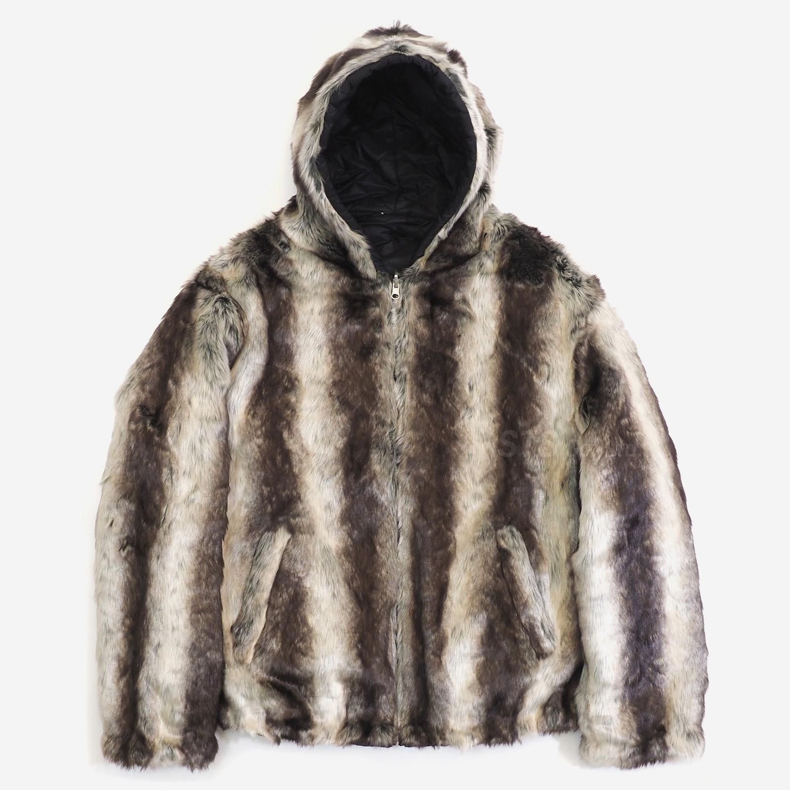 Faux Fur Reversible Hooded Jacket "Blue"