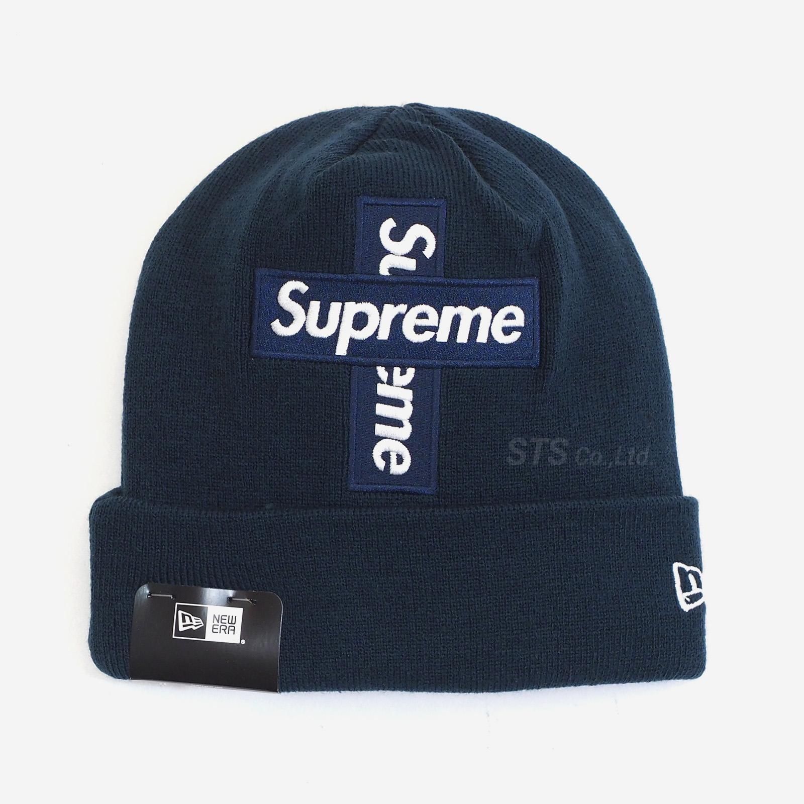 supreme cross box logo beanie ネイビー