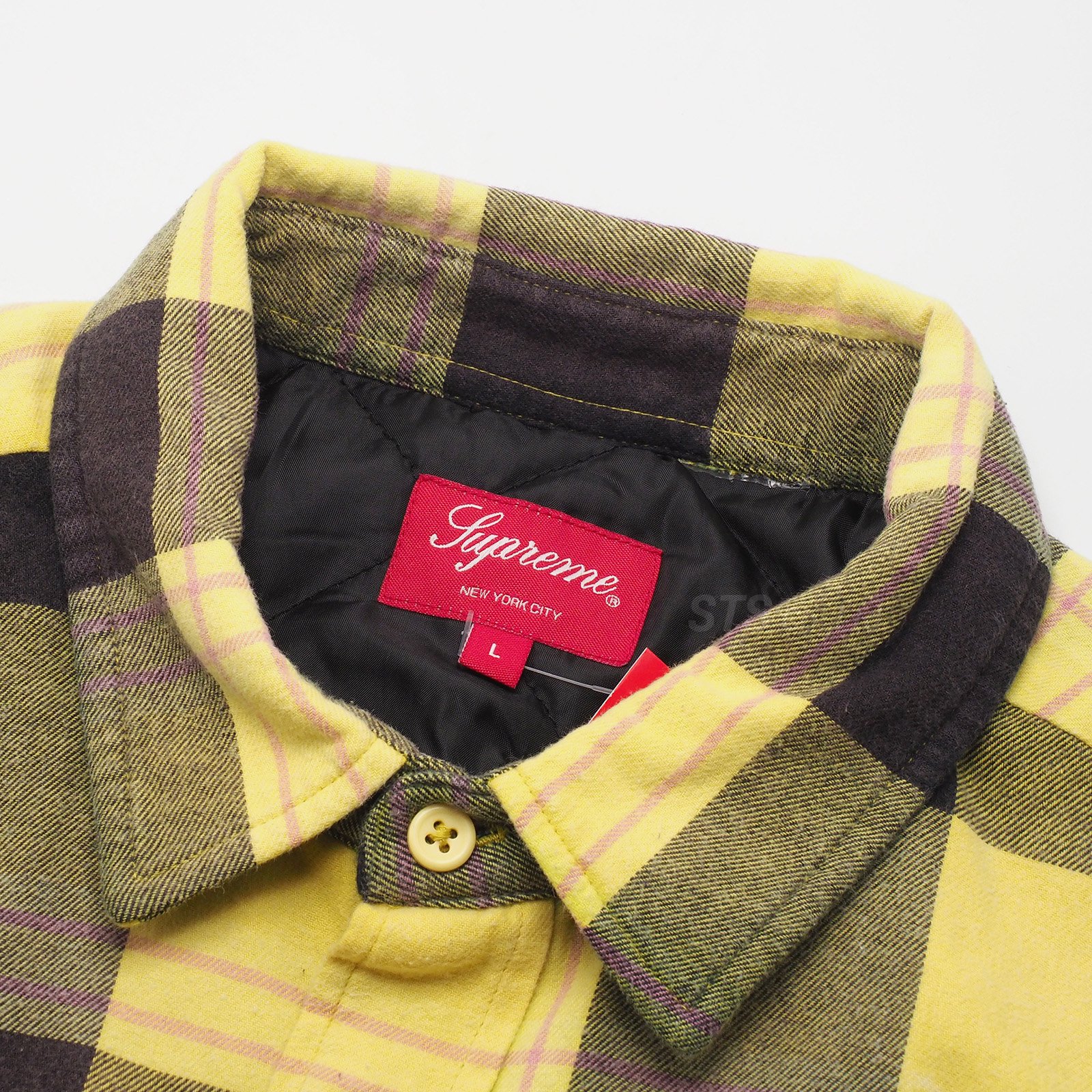 新品未使用 黄 XLSupreme Quilted Flannel Shirt
