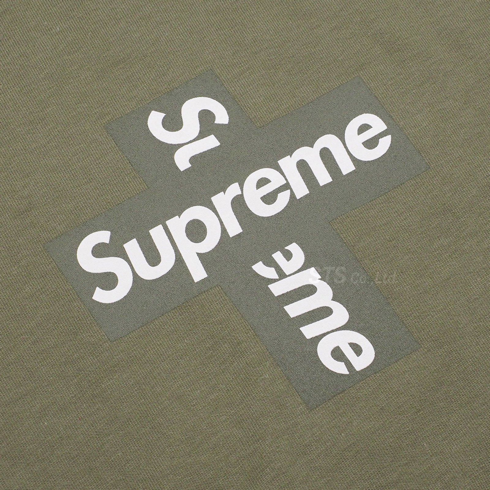 supreme cross logo tee light olive XL