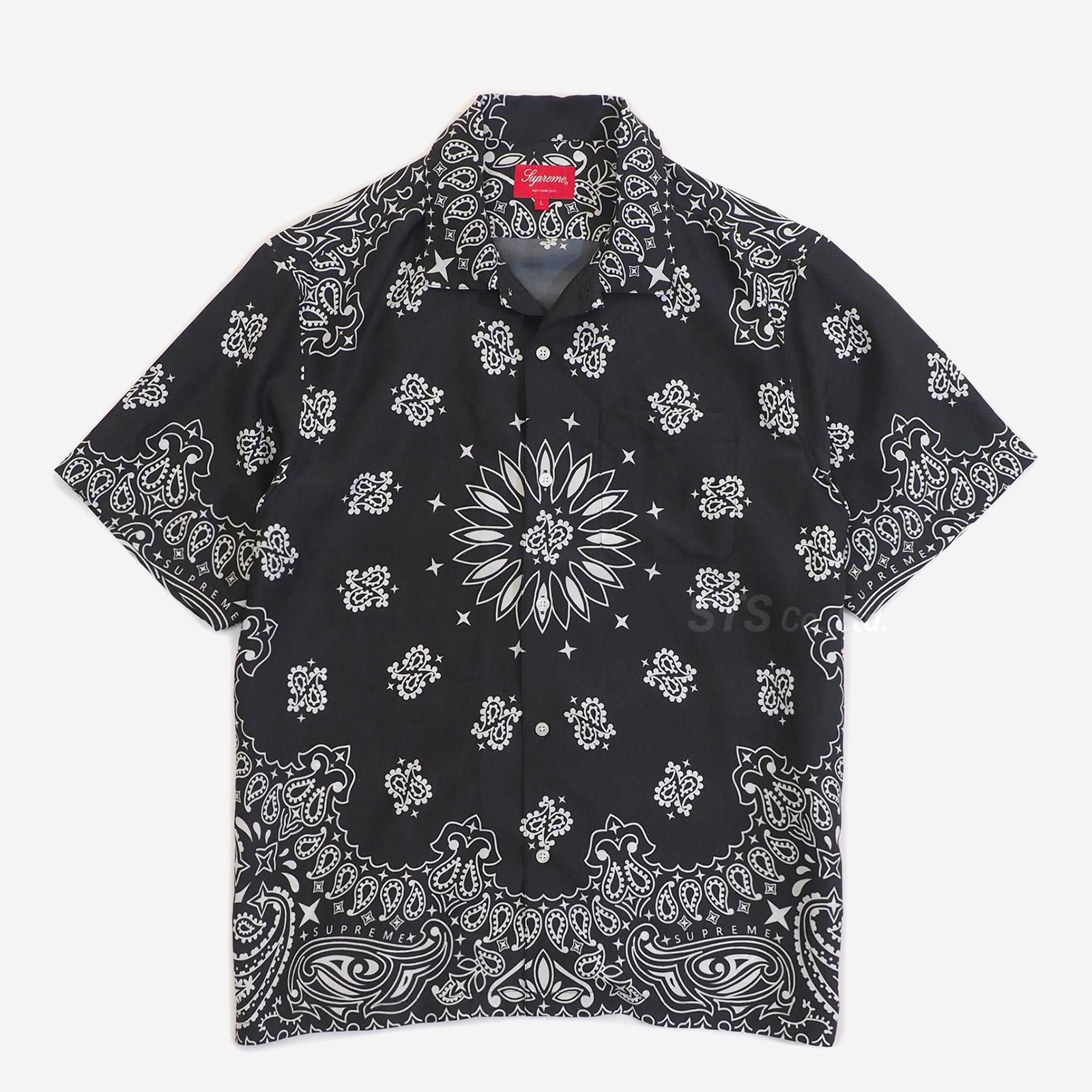 supreme Bandana Silk S/S Shirt 黒