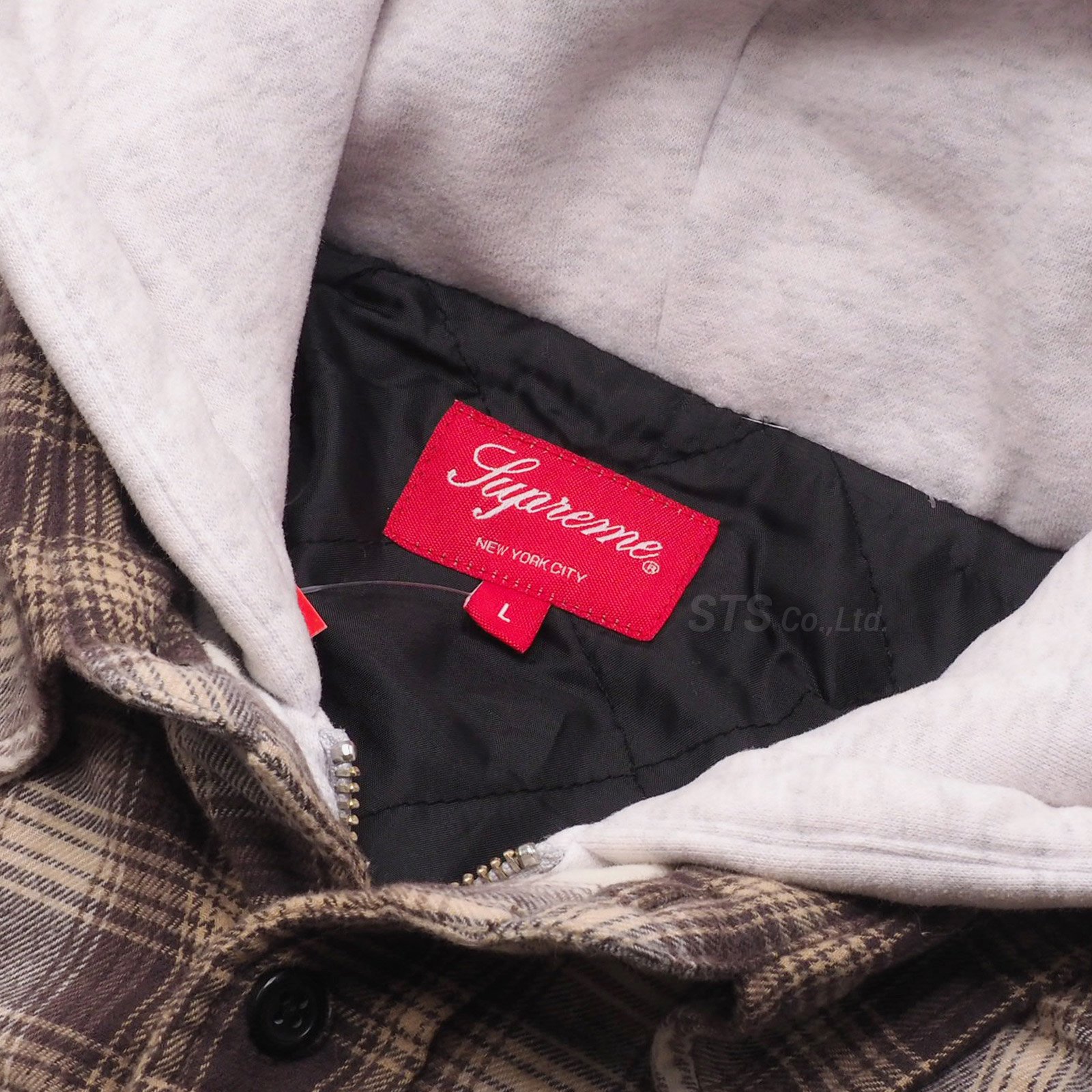 【S】Supreme Hooded Flannel Zip Up Shirt