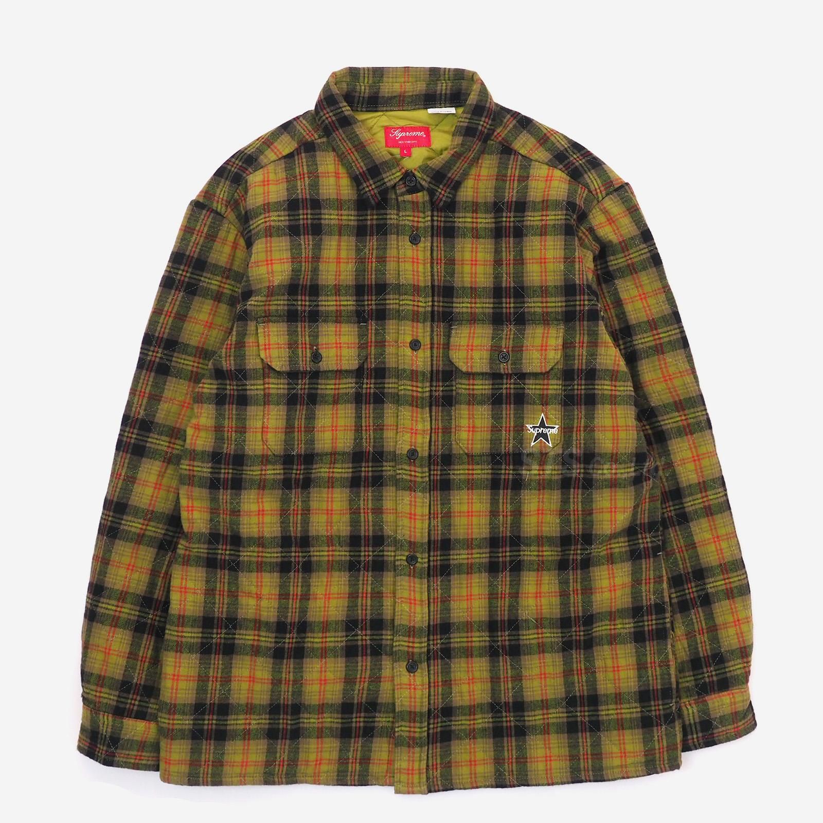 ボックスロゴM Supreme Plaid Flannel Shirt Olive 茶色