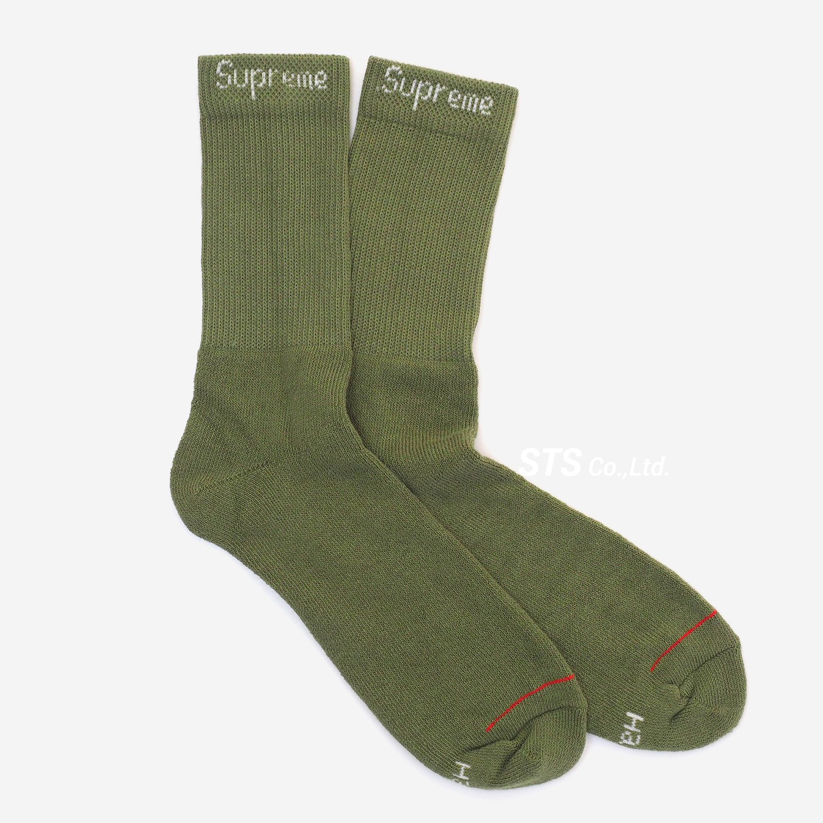 Supreme/Hanes Crew Socks (4 Pack) - Olive - UG.SHAFT