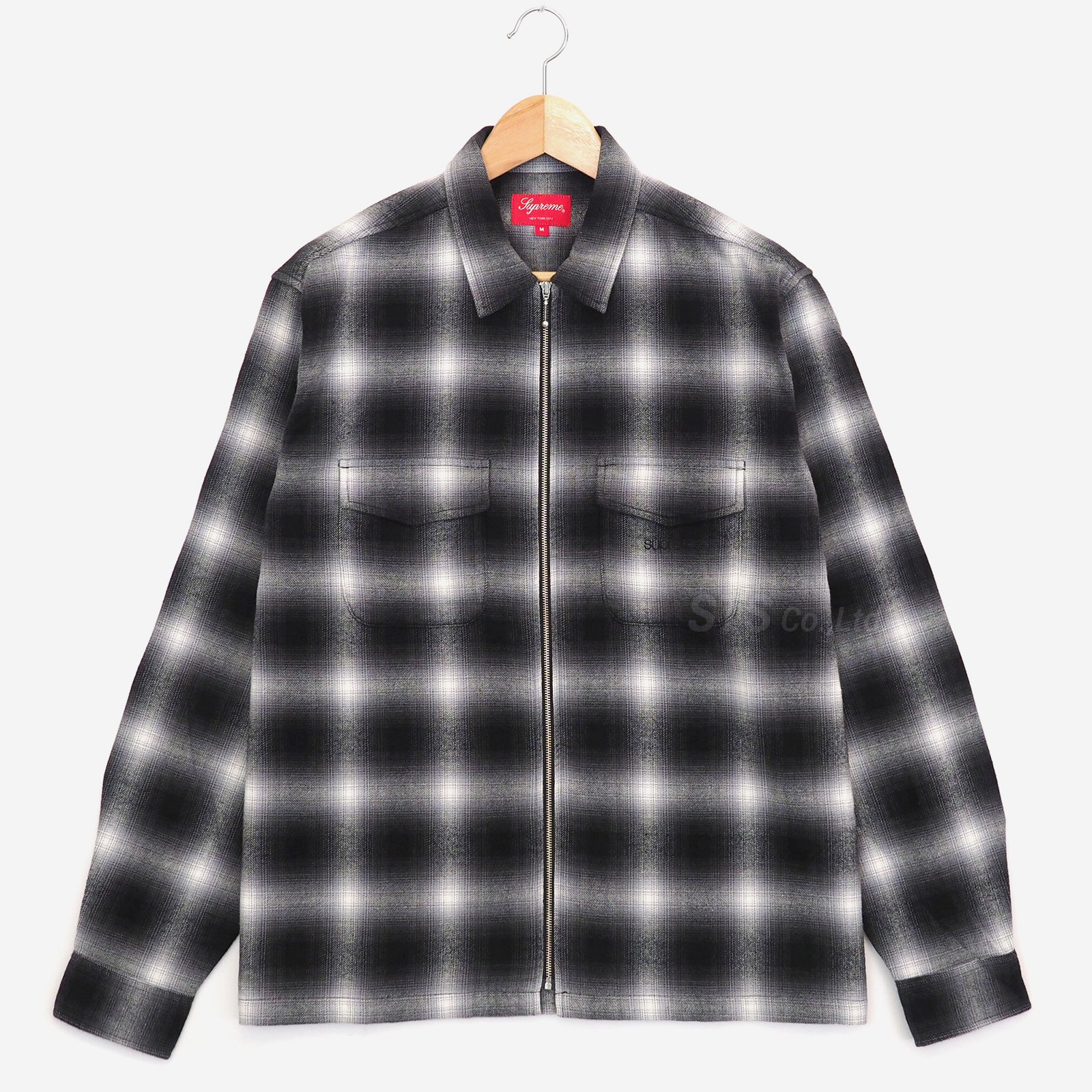 Supreme Shadow Plaid Flannel Zip Up ブラウン トップス シャツ 