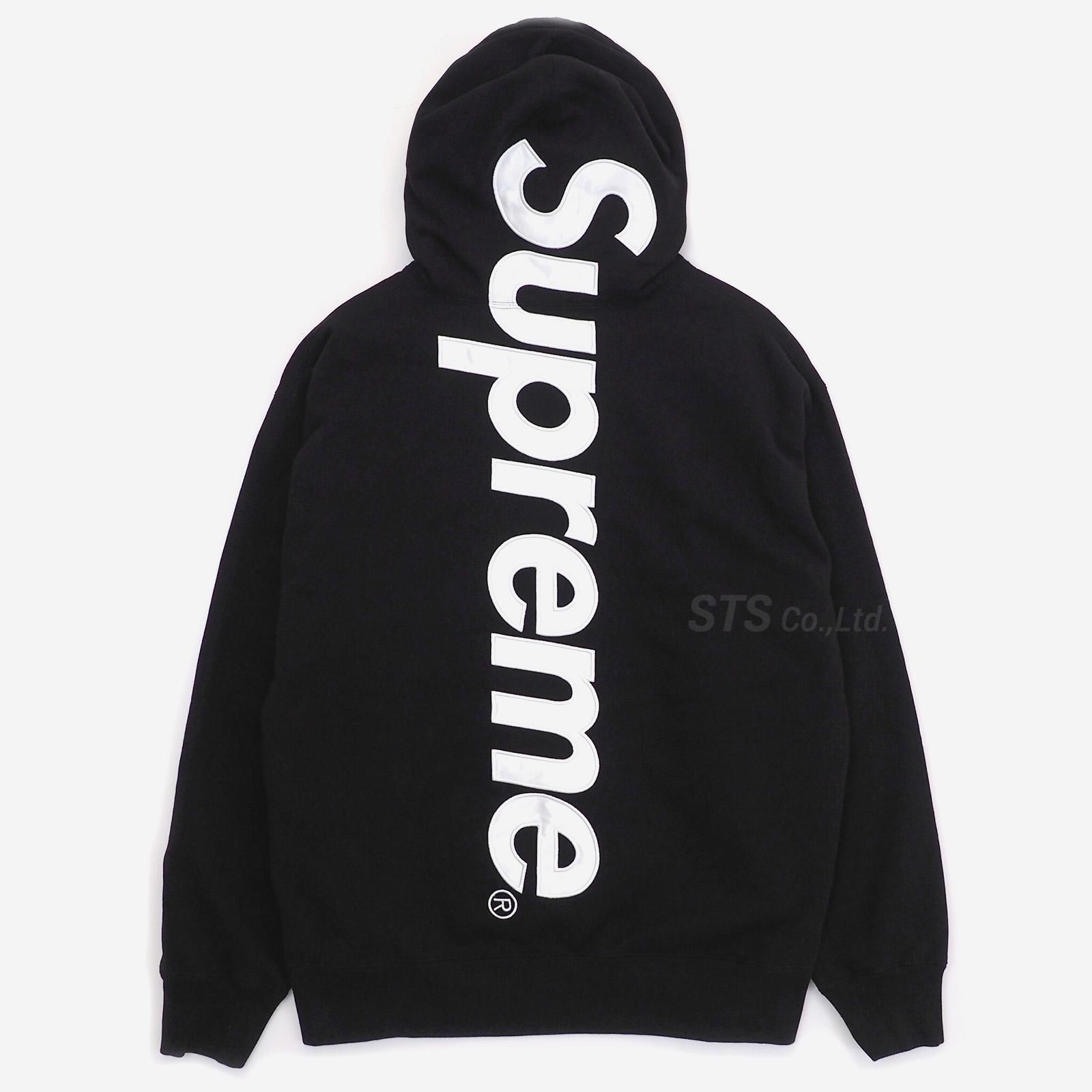 シュプリーム satin appliqué hooded sweatshirt-