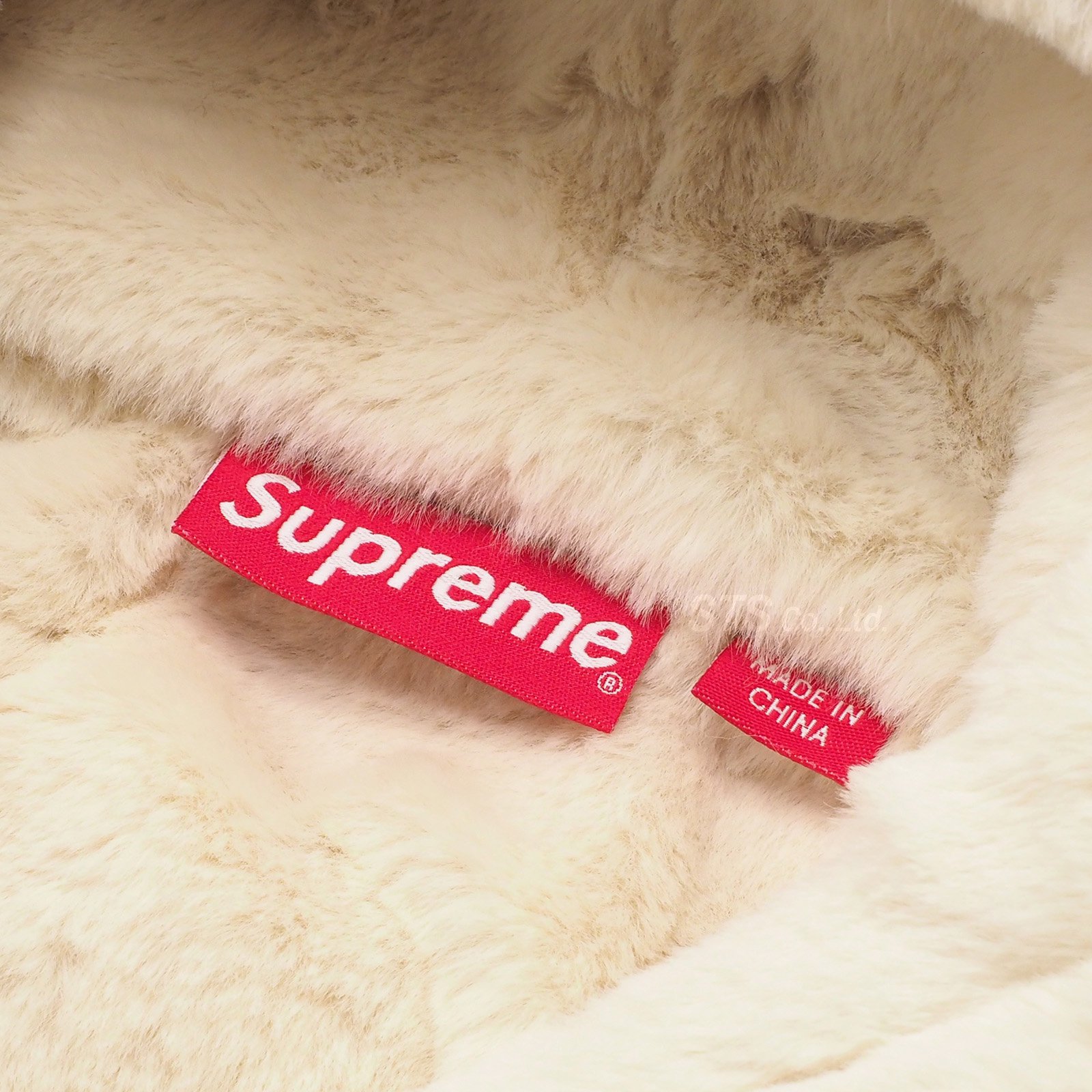 Supreme Faux Fur Lined Zip Up Hooded Sweatshirt Natural