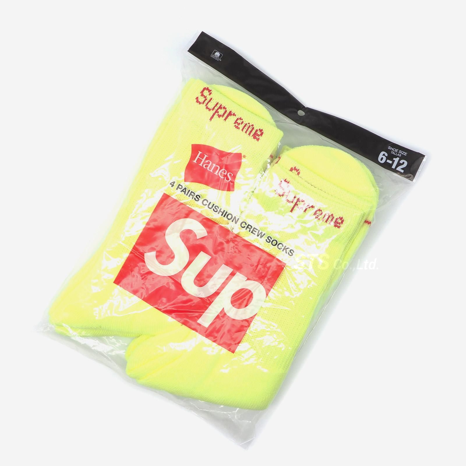Supreme/Hanes Crew Socks (4 pack) - Fluorescent Yellow - UG