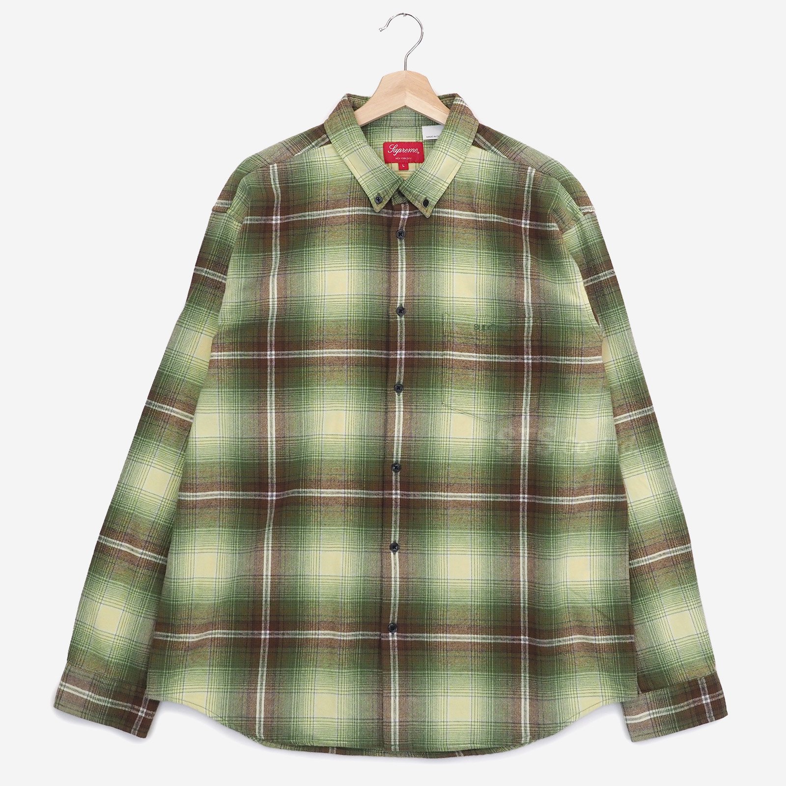 Supreme  Shadow Plaid Flannel Shirt 緑 L