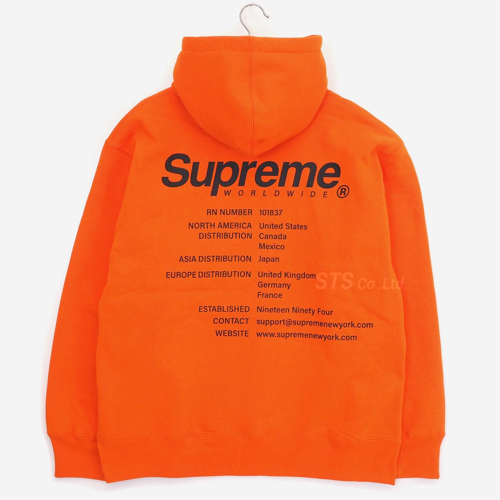 SIZESsupreme worldwide hooded sweatshirt Sサイズ - パーカー