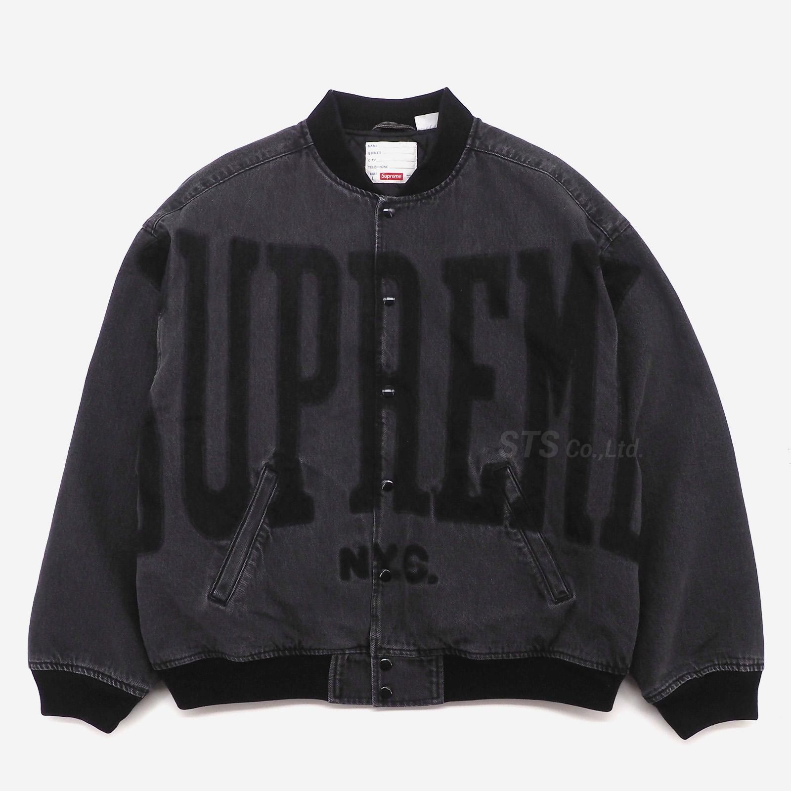 黒 S Supreme Denim Varsity Jacket