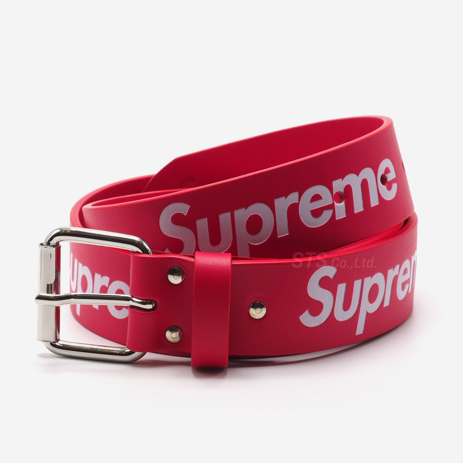 新品SUPREME Repeat Leather Belt 革ベルト ロゴ 赤 - 小物