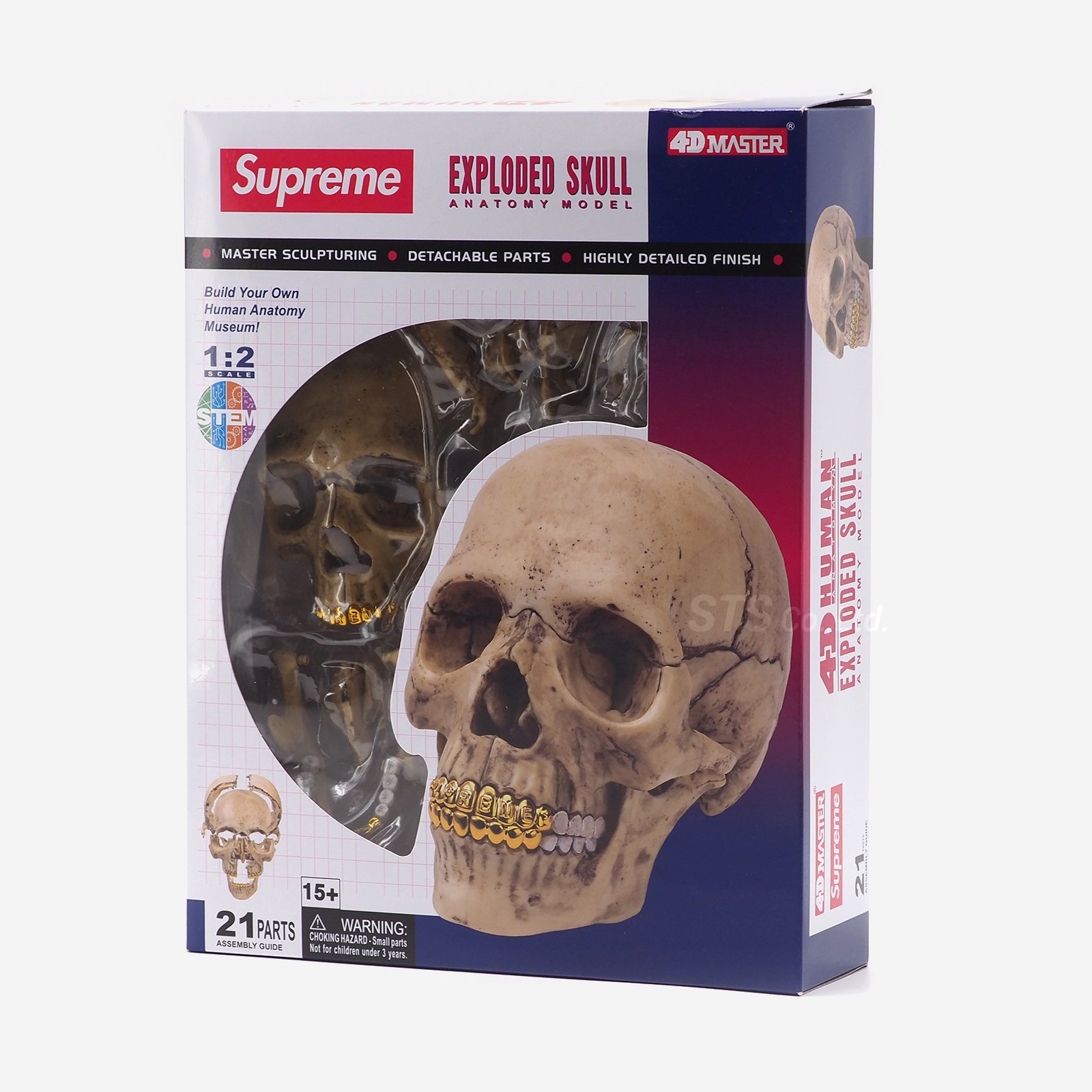 Supreme 4D Model Human SkullゴールドのグリルにSUP