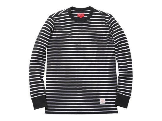 美品 SUPREME シュプリーム 19SS Stripe Thermal S/S Top ロゴ刺繍