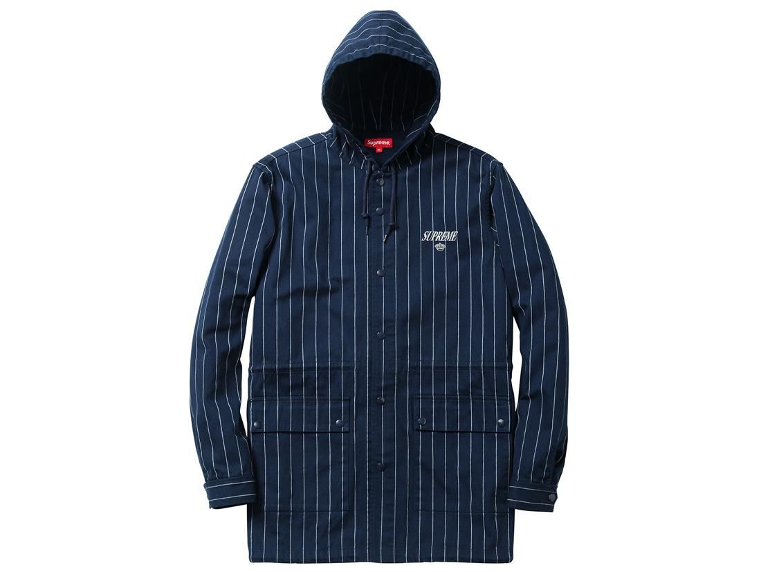 【SUPREME】美品 Pinstripe Panel Parka XL 黒 63773295_o6.jpg?20131202171039