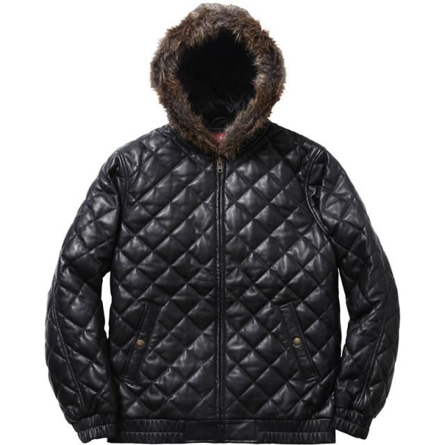 Supreme - Quilted Leather Hooded Jacket