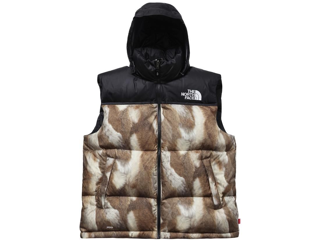 Supreme North Fur Print Nuptse Vest L - ダウンベスト