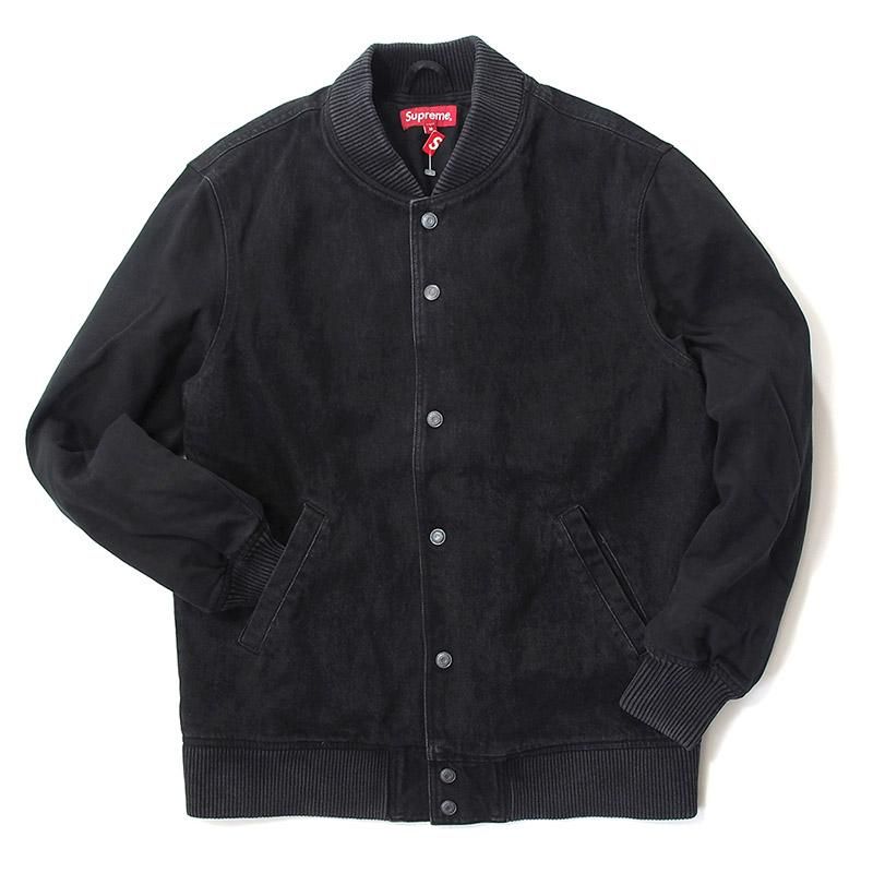 Supreme denim 2024 varsity jacket black