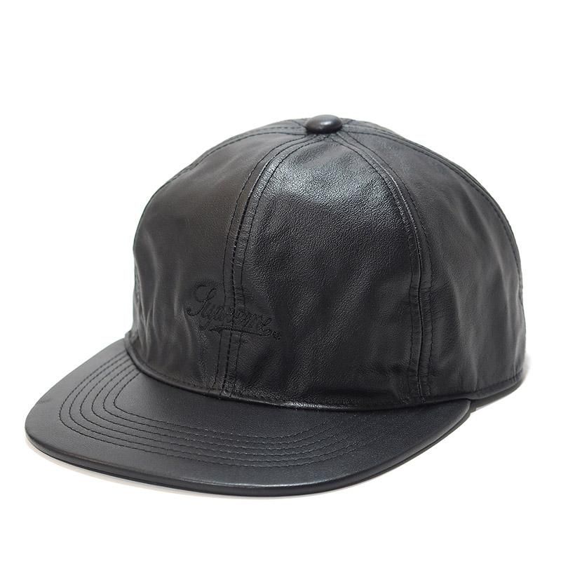 SUPREME シュプリーム 14AW Leather Script Logo 6-Panel Cap レザースクリプトロゴ6パネルキャップ ブラック