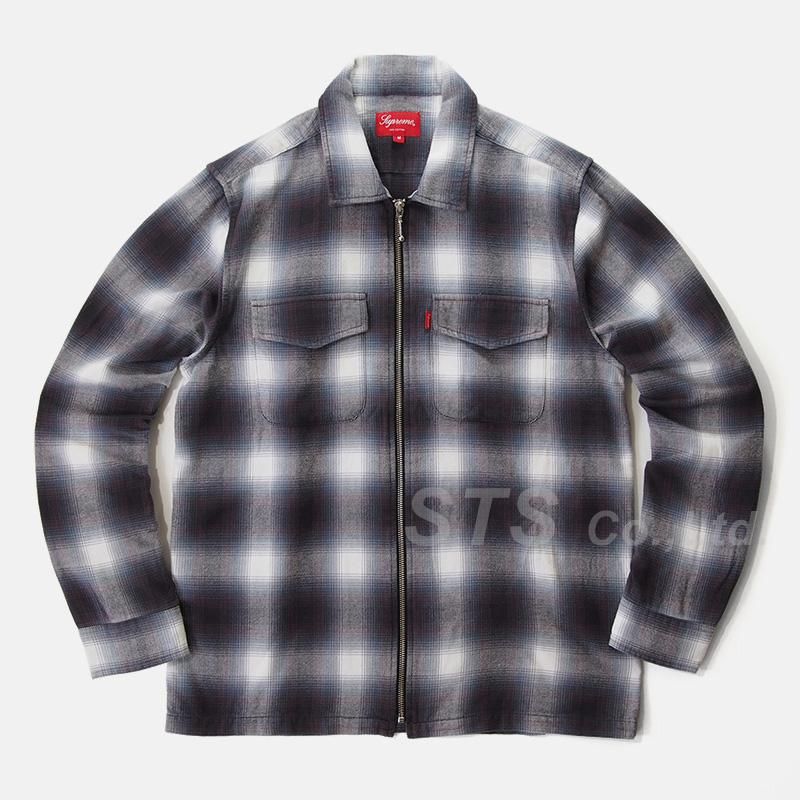 Shadow Plaid Flannel Zip Up Shirt