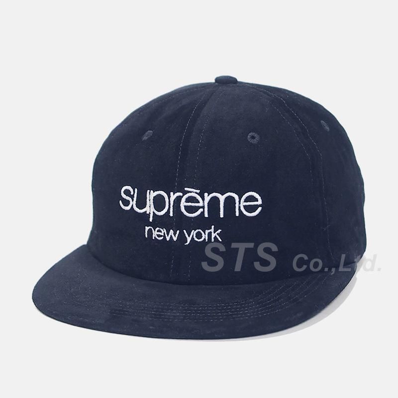 SUPREME SS16 SUEDE CLASSIC LOGO 6 Panel CAP BLACK BRAND NEW