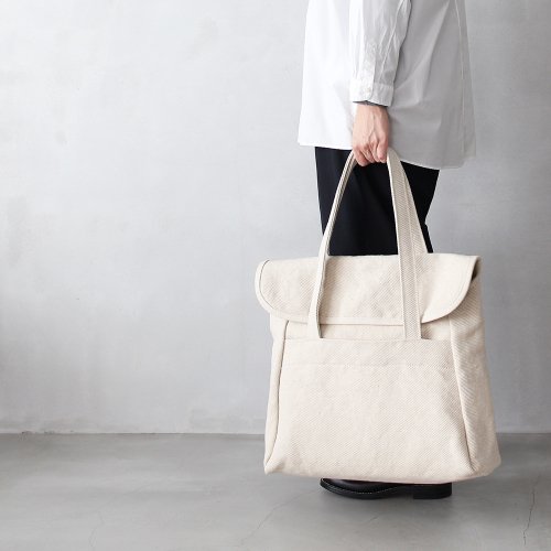 flap tote _ no.2 / natural - cotton × jute twill