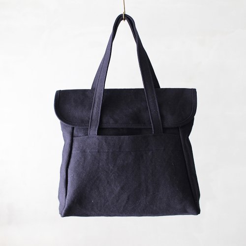 flap tote _ no.2 / d.navy - cotton × jute twill