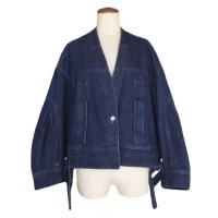 ノーカラーデニムジャケット