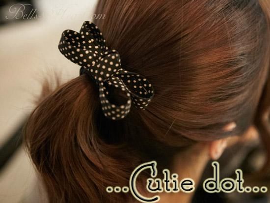 ヘアゴム - 水玉模様の大人かわいい立体リボン型のヘアゴム【キューティードット】ヘアアクセサリー(ヘッドドレス)通販＆美容雑貨  専門ショップ*∵Bells Heart∵*【ベルズハート】