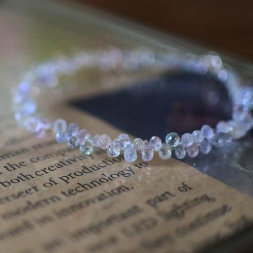 4mm】サファイア＆シルバー925グリッタービーズブレスレット