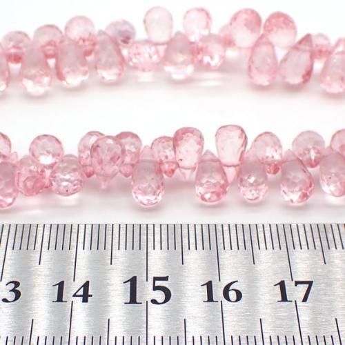 ピンクトパーズAAAドロップカット ビーズ 5ー5.5×9ー10mm 1