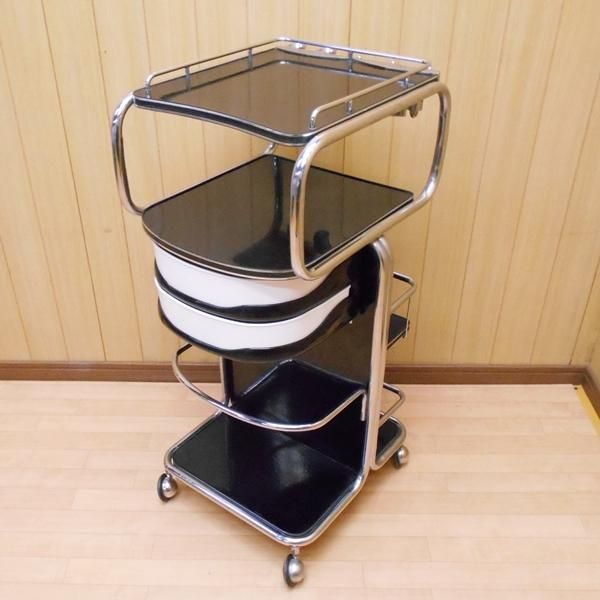 最も 割引 中古】喜田アイディア『クラシカルワゴン（黒）ボールキャスター 店舗用品