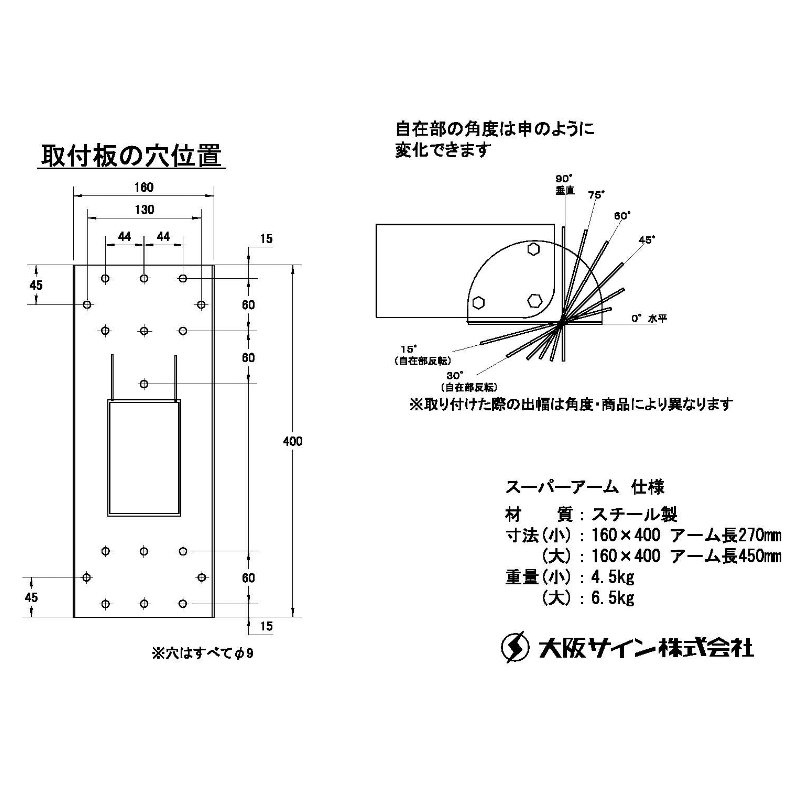 新品/送料無料】大阪サイン(OS) 『スーパーアーム』（ブラケットサインポール用）