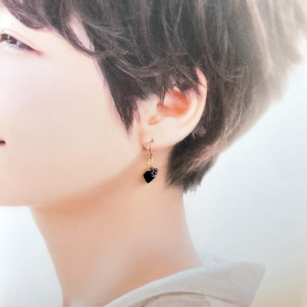 オニキスダイヤカット|ピアス - ハンドメイドアクセサリー YOU's Box