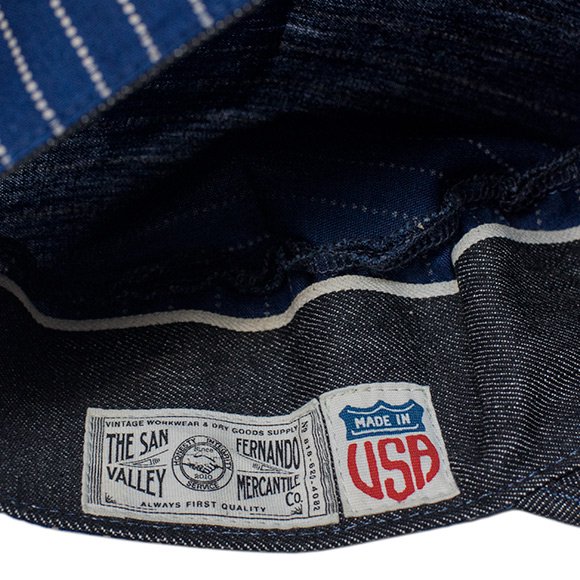 SFV MERCANTILE CO. “BOILER CAP IN JAPANESE INDIGO WABASH STRIPE