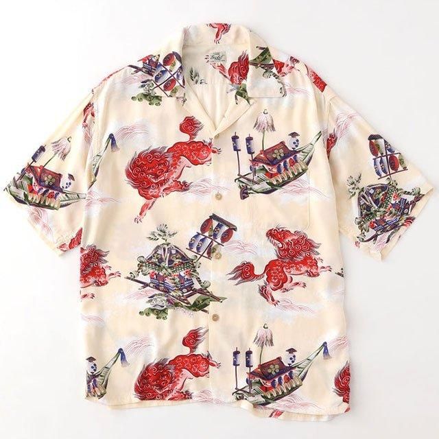 トップス GOLD RAYON ALOHA SHIRT ORIENTAL FESTIVAL gold 