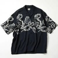 gold "MONOTONE RATTLE SNAKE, OPEN SHIRT, BLACK"
