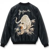 TAILOR TOYO "Mid 1950s Style Acetate Souvenir Jacket, WHITE TIGER  GOLD DRAGON"