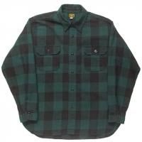 Workers "Deluxe Shirt Open Front, Green Buffalo Check"