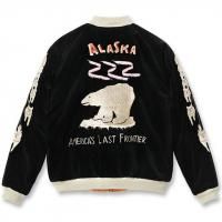 TAILOR TOYO "Late 1950s Style Velveteen Souvenir Jacket, POLAR BEAR  ALASKA MAP"